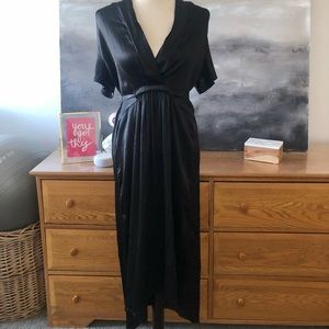 NWT Deep vneck silky black dress